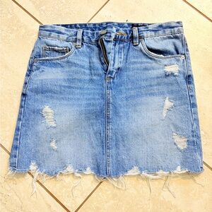 Blank NYC Blue Distressed Skirt